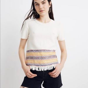 NWT Madewell Fringed Jacquard Sweater Tee